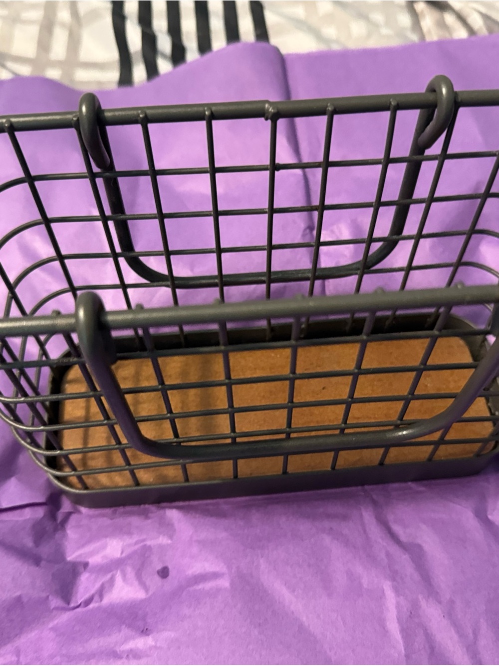 🪵 Rustic Black Wire Napkin Holder with Wood Base 🖤 Farmhouse Kitchen Table Caddy